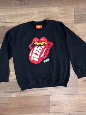 ILTHY Black Graphic Crewneck Sweatshirt - Red Tongue Gold Teeth Logo